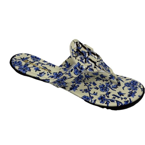 Tory Burch Miller sandal Blue white branches 7.5 - Picture 10 of 10